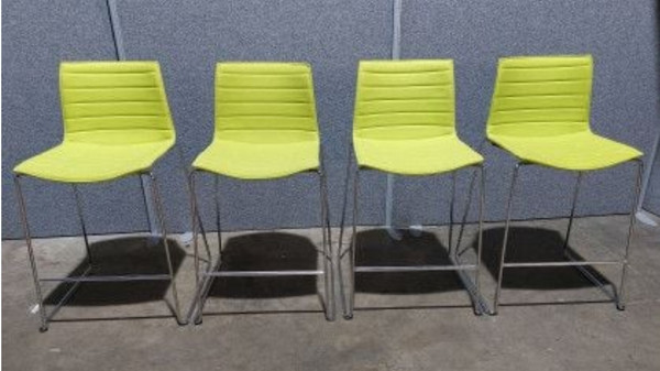 Lime green fabric high chairs x 4