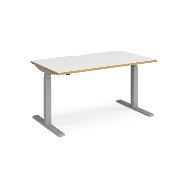 flex sit stand white top with oak edge 1400 x 800