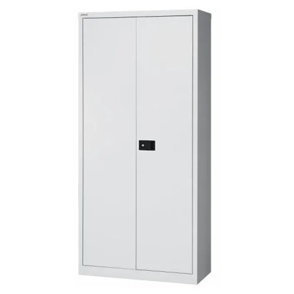 Bisley Grey Stationary Cupboard Supplied With 3 Black Filing Shelves H1806xW914xD400mm - 5-Year Warranty, Already Assembled, Magnetic Door Catch & Two-Point Locking System