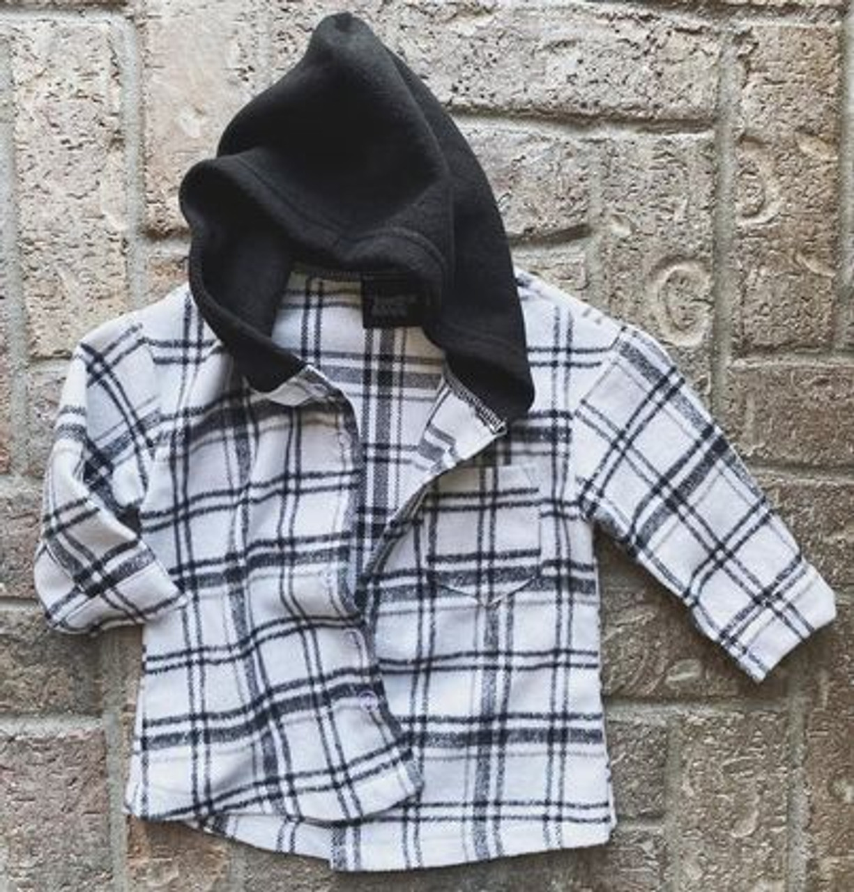 Black & White Plaid Hooded Flannel - Baby Kids
