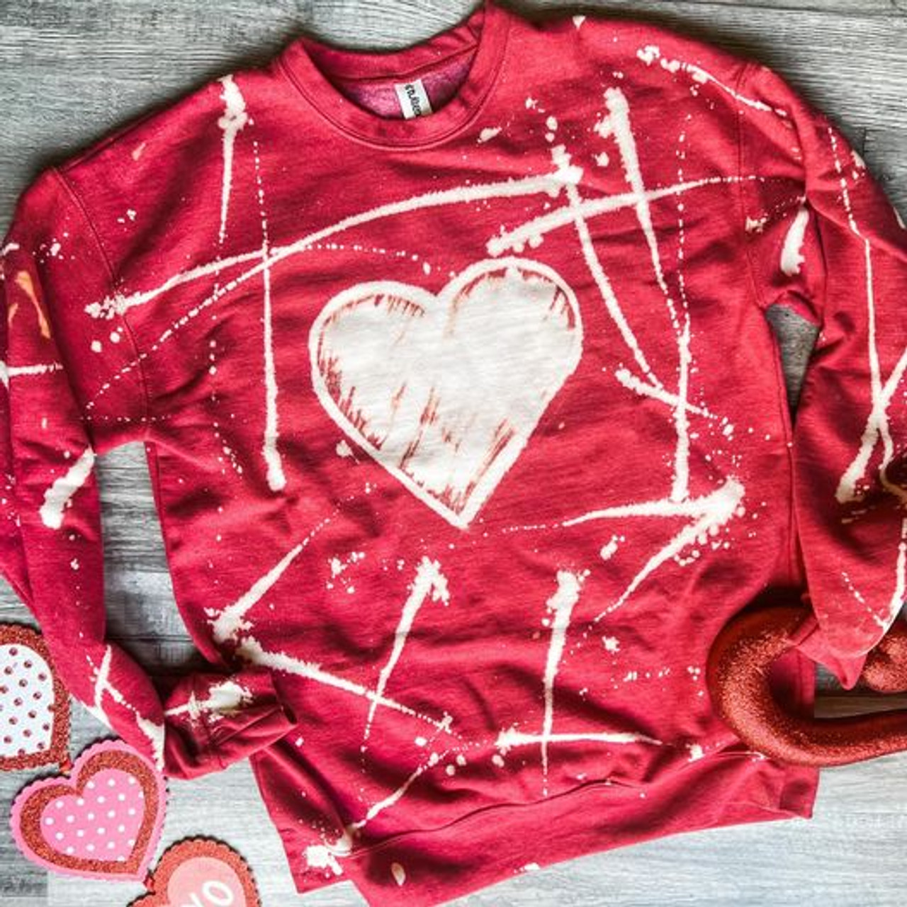 Red Bleached Heart Sweatshirt