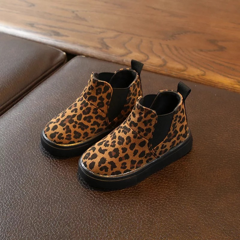Chelsea Boots Leopard Print Kids Boots Leopard Print Non-Slip Low