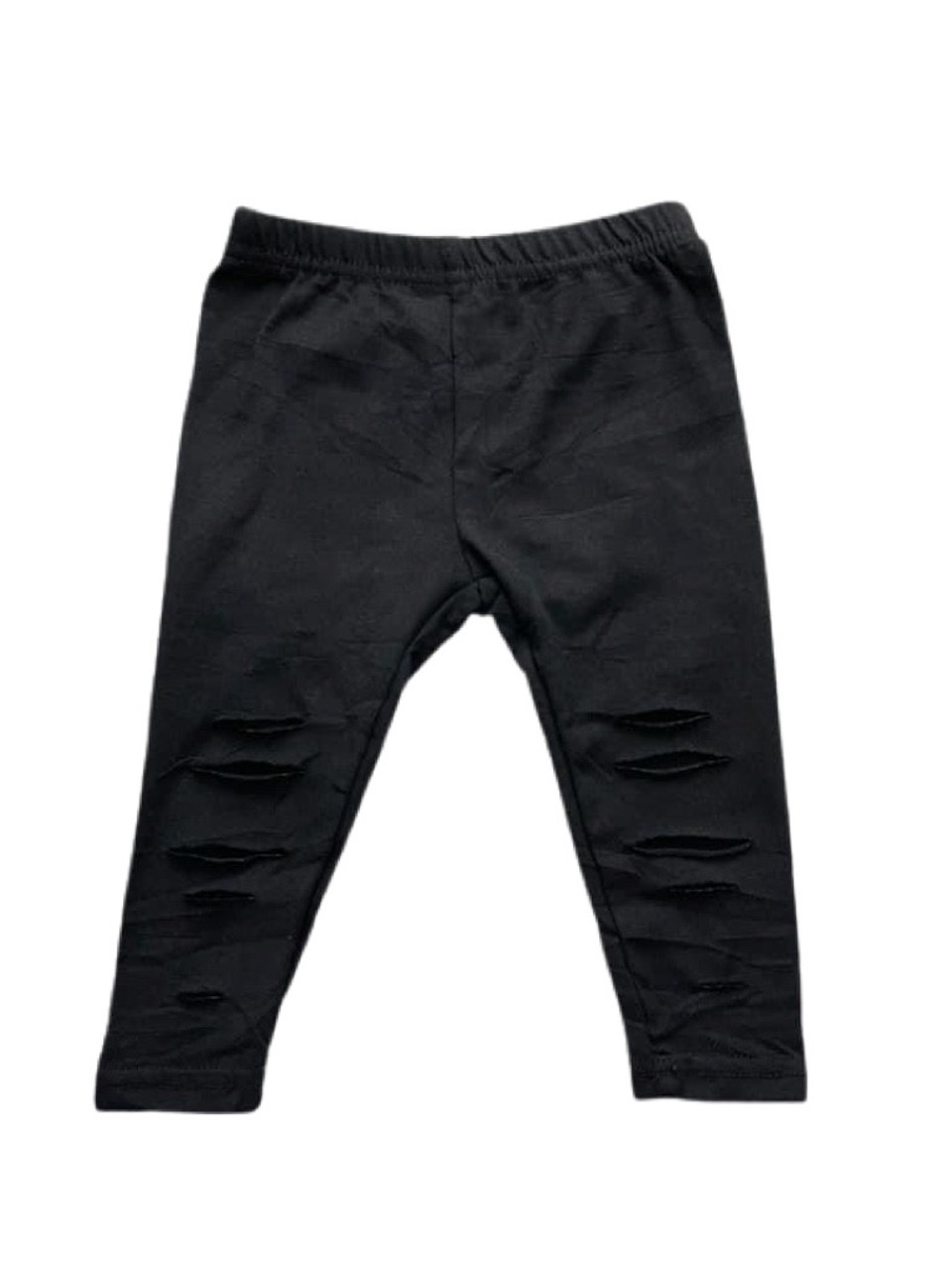 Stylish distressed kids leggings in solid black