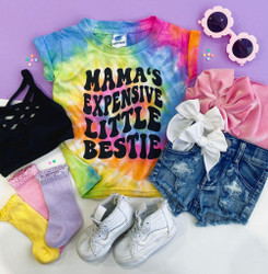 Mama’s Expensive Little Bestie Tie Dye Graphic Tee