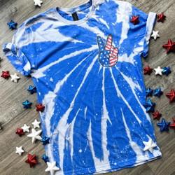 Bleached Patriotic Peace Out Adult Graphic Tee