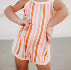 Pink Summer Stripes Retro Romper - Youth
