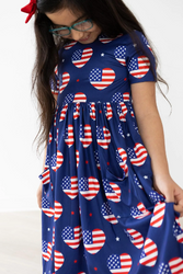 I Heart the USA Short Sleeve Pocket Twirl Dress I Heart the USA Short Sleeve Pocket Twirl Dress