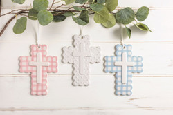 Gingham Ceramic Cross
