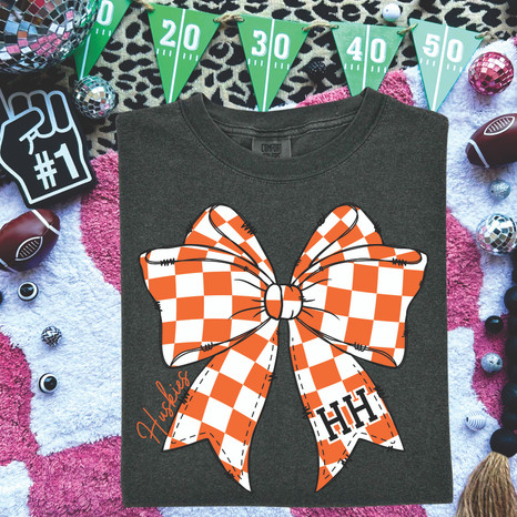 Checkered Bow School Spirit Tee - Adult
