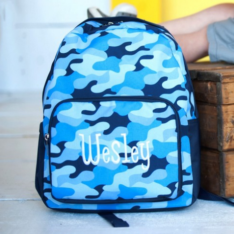 Embroidered Camo Lunchbox & Backpack. Boys Camouflage Monogram
