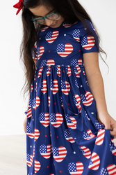 I Heart the USA Short Sleeve Pocket Twirl Dress