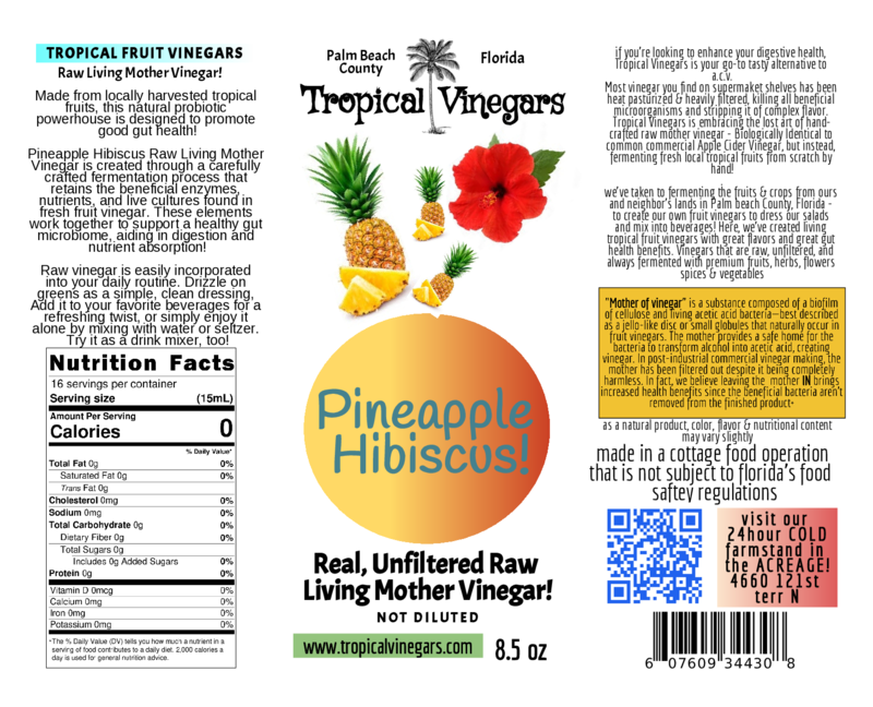 Pineapple Hibiscus Raw Living Mother Vinegar