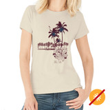Palms & Floral Sunset Tee - Natural