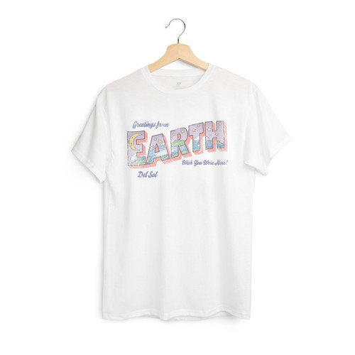 womens greetings from earth eco tee white outdoor