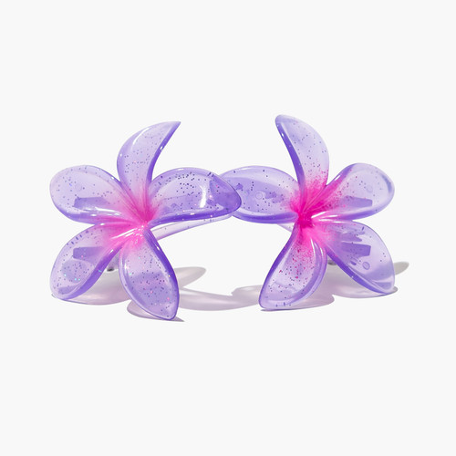 Plumeria Hair Clips - Pink and Purple outdoor