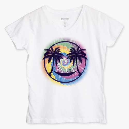 Womens Smiley Palms V-Neck Tee - White outdoor Womens Smiley Palms V-Neck Tee - White outdoor