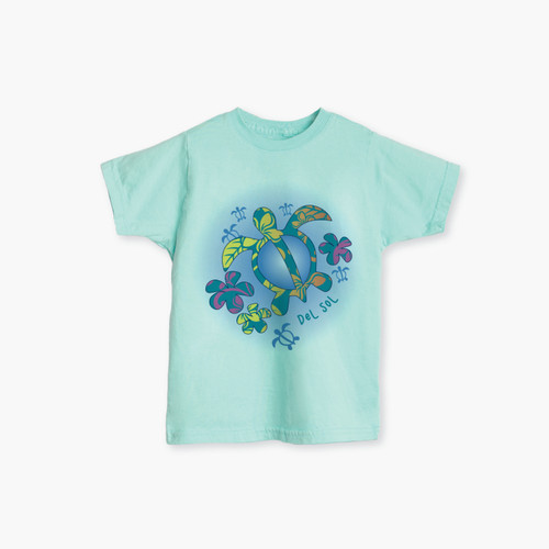 toddler floral honu tee blue outdoor