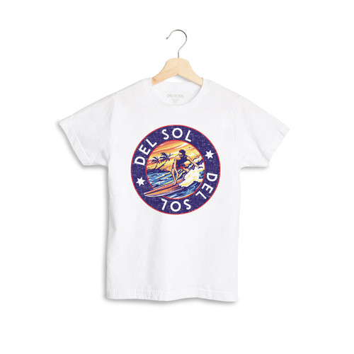 Boys Vintage Surf Tee - White outdoor