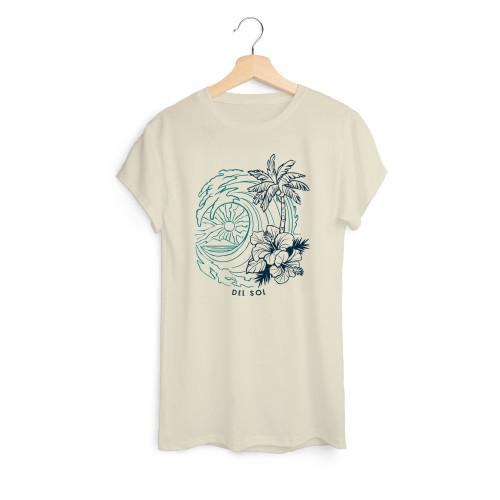 girls big wave and hibiscus tee natural indoor