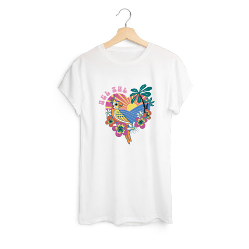 girls palms and parrots tee white outdoor