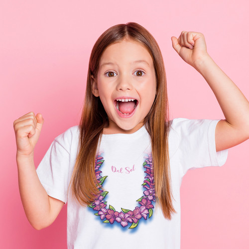 girls del sol lei tee white lifestyle
