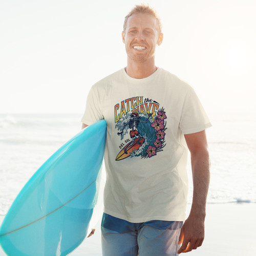 mens catching waves skeleton tee natural lifestyle
