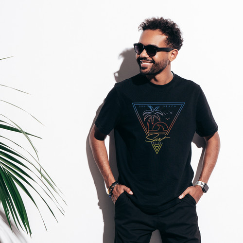 mens surf sun beach tee black lifestyle