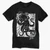 dark octopus design on a black tee front view without sun