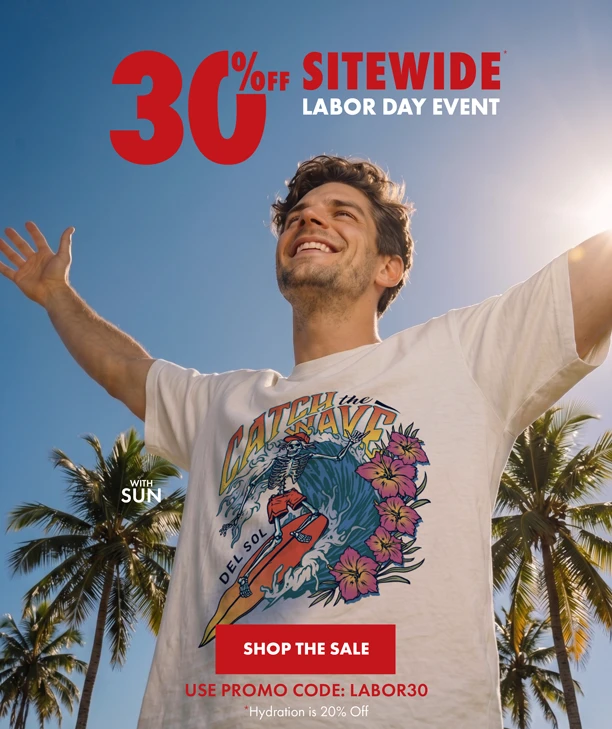 30% off sitewide. Labor day event. Shop the sale. Use promo code: LABOR30. Hydration is 20% off. 