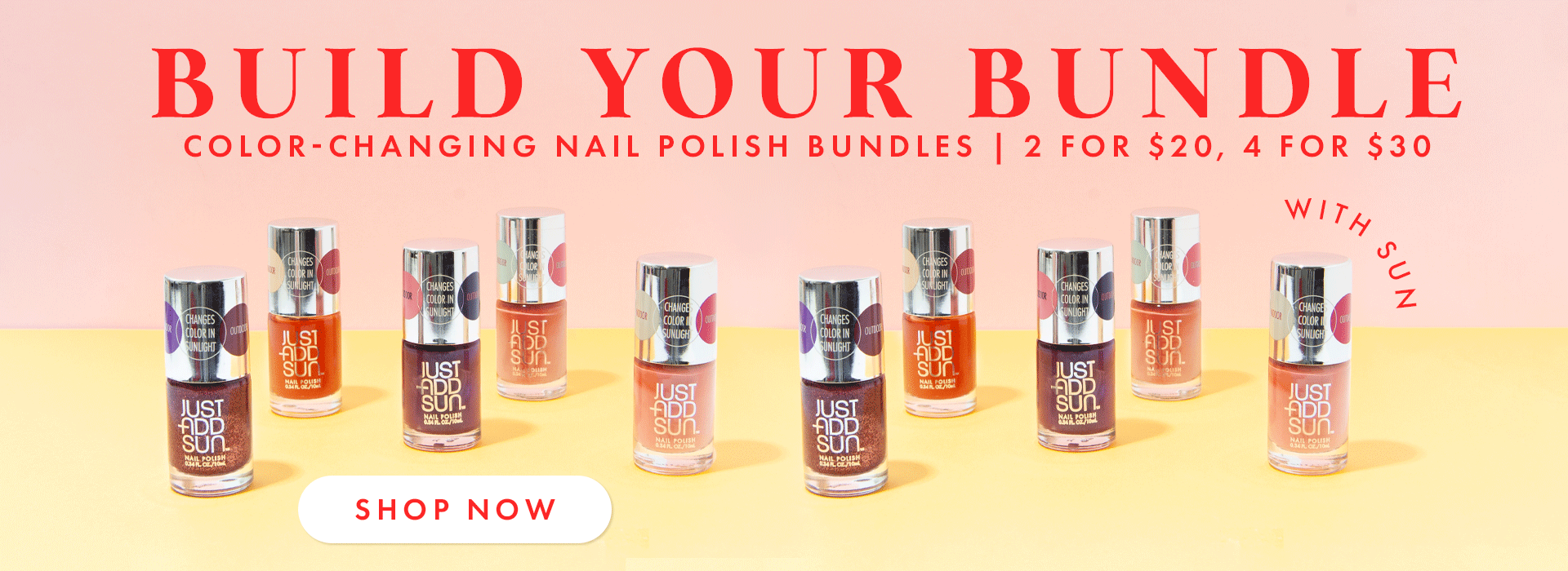 Build your bundle! Coloring changing nail polish bundles. 2 for $20 and 4 for $30