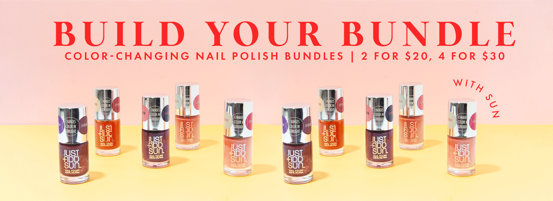 Build your bundle! Coloring changing nail polish bundles. 2 for $20 and 4 for $30