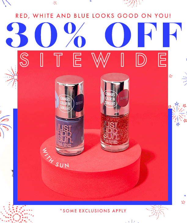 red, white and blue looks good on you! 30% off sitewide