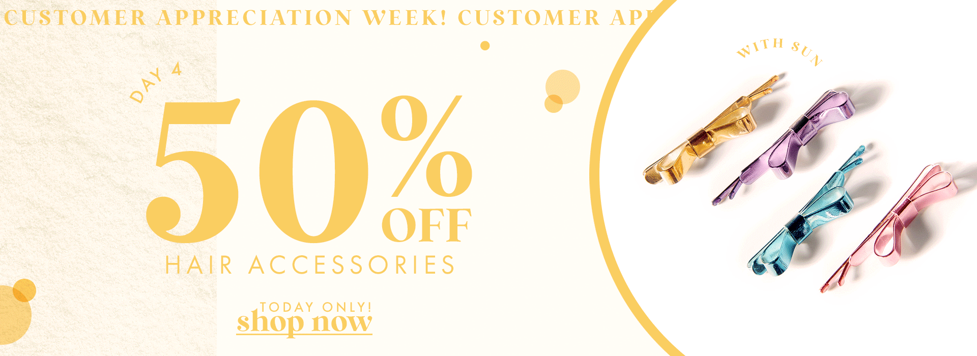 50% off hair accessories. today only!