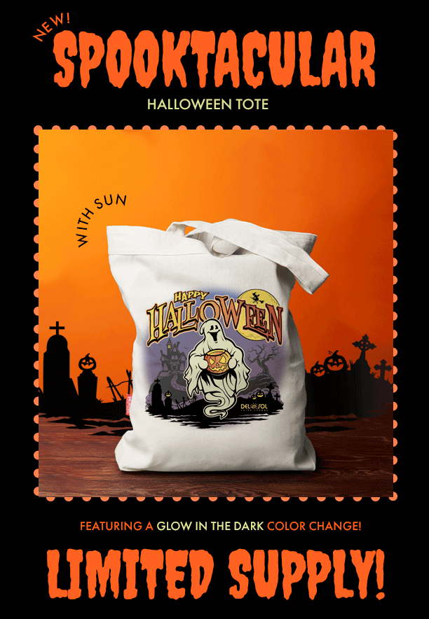 New Spooktacular Halloween Tote Featuring a glow in teh dark color change! Shop now!
