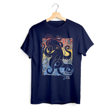 Mens Dark Octopus Tee - Indigo