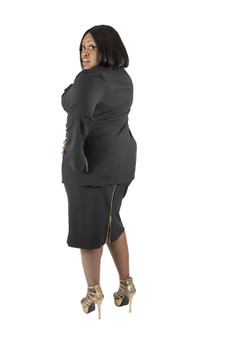 Black moto blazer with gold side zipper long sleeves with zipper at wrist