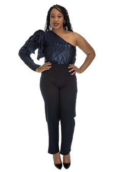 Navy blue one sleeve jumpsuit