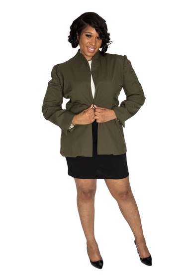 Olive green single button front blazer