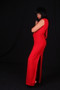 Red Crepe Evening Gown