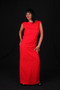 Red Crepe Evening Gown