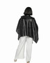 Black Faux leather poncho with tie belt