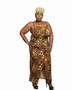 Leopard fitted faux wrap maxi dress