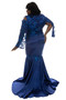 Royal blue sequin and satin gown