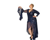 Navy blue and sequin faux wrap ambassador dress (As seen in Size Overrated Magazine Fall Issue)