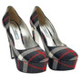 Prada Anthrocite Tartan Platform Heels.