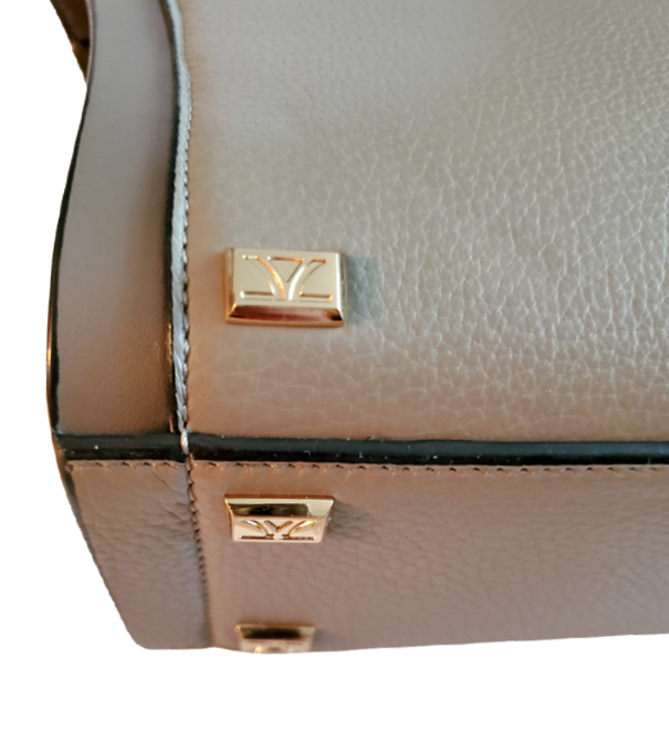 Le Vian Nude/Strawberry Gold Pebbled Leather Liz Crossbody Bag 