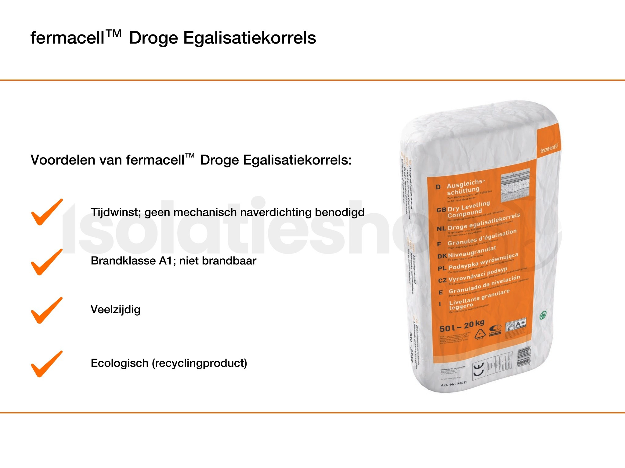 Granulés d'égalisation secs Fermacell