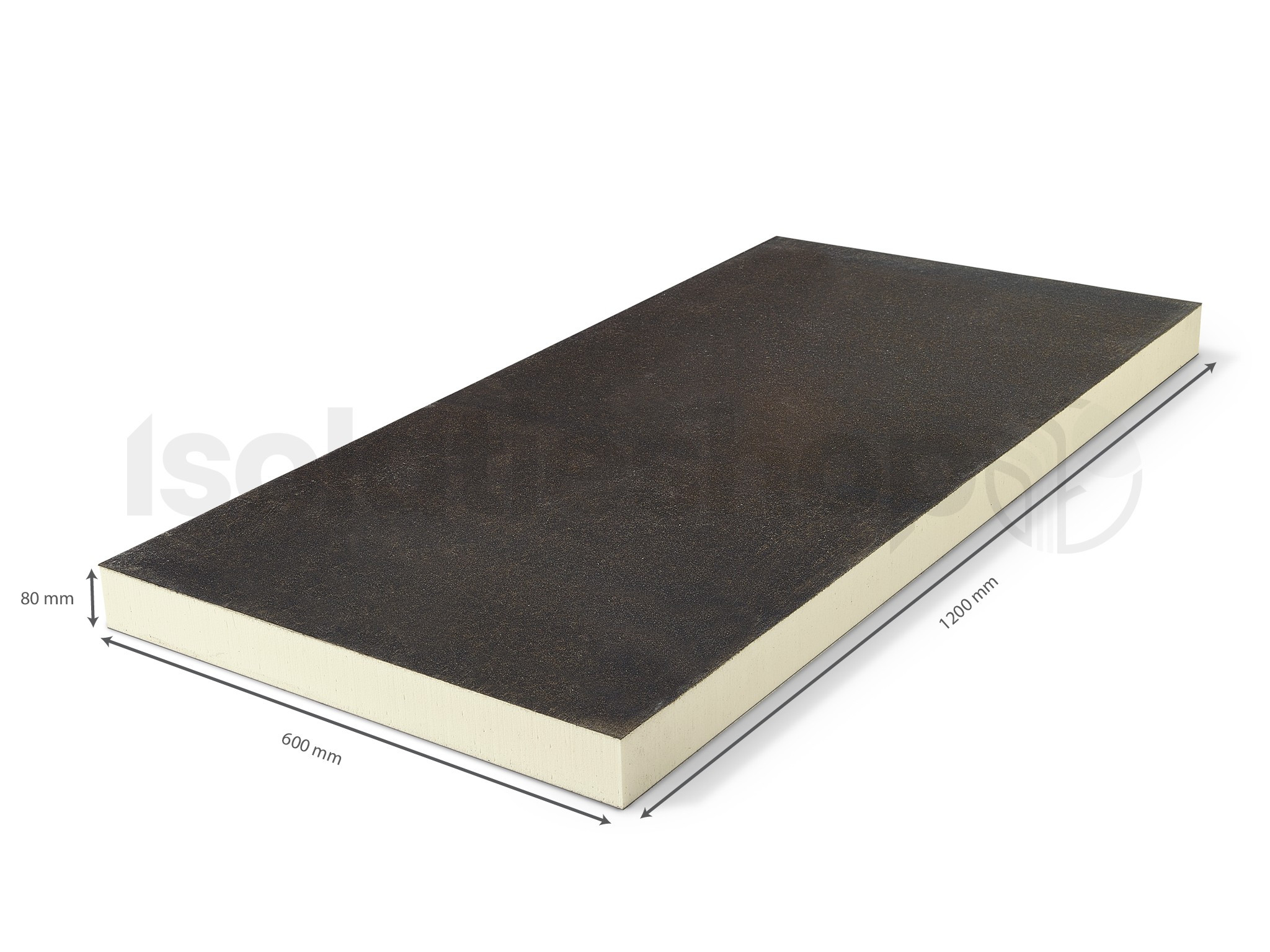UTHERM Roof Polyuréthane (PIR) expansée Bitume 1200x600x80mm Rd:2.95 6pc/paquet (=4,32 m²)