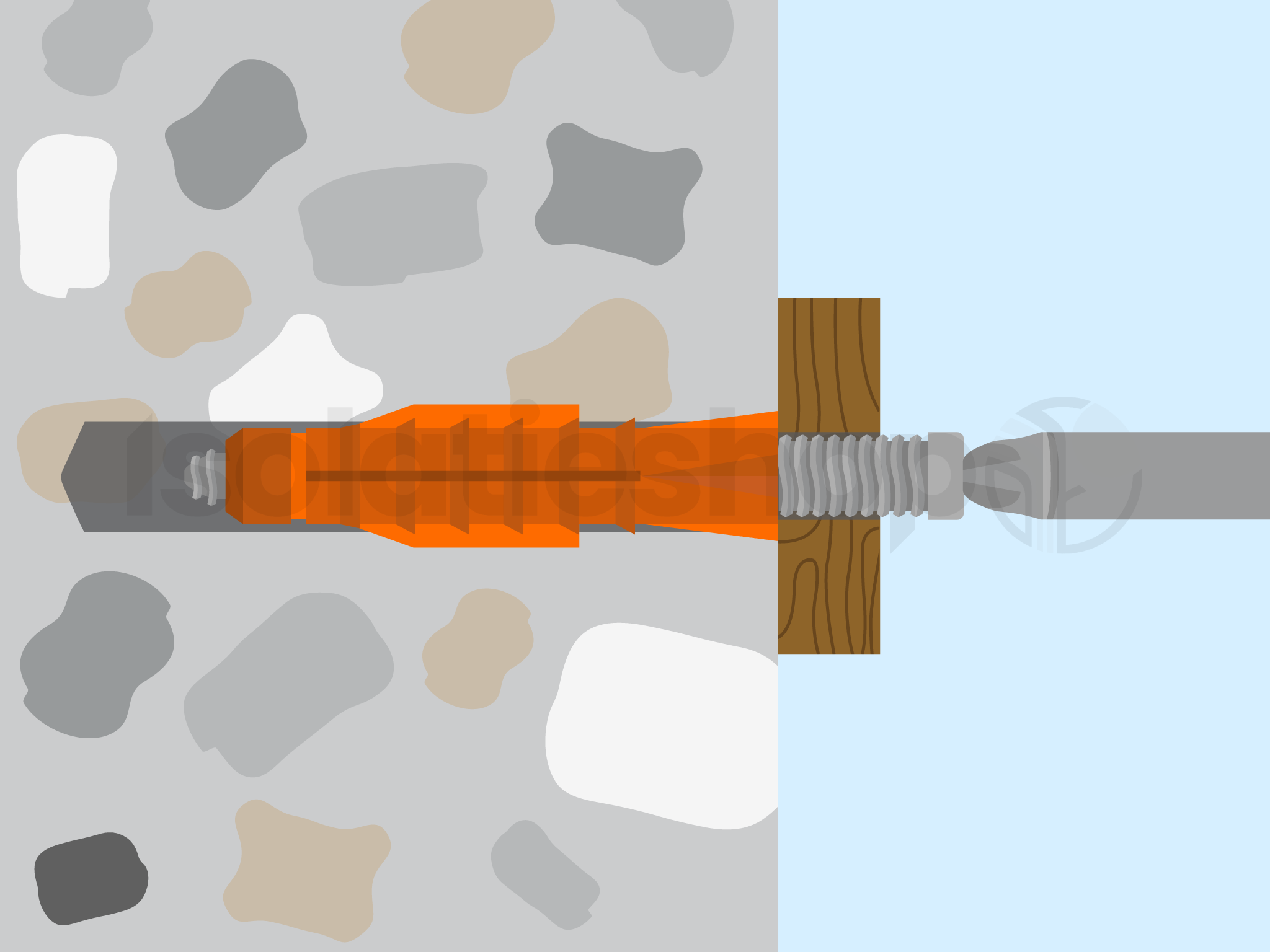 Vis d'écartement Etanco 4,5 x 60 mm avec cheville, 100 pièces