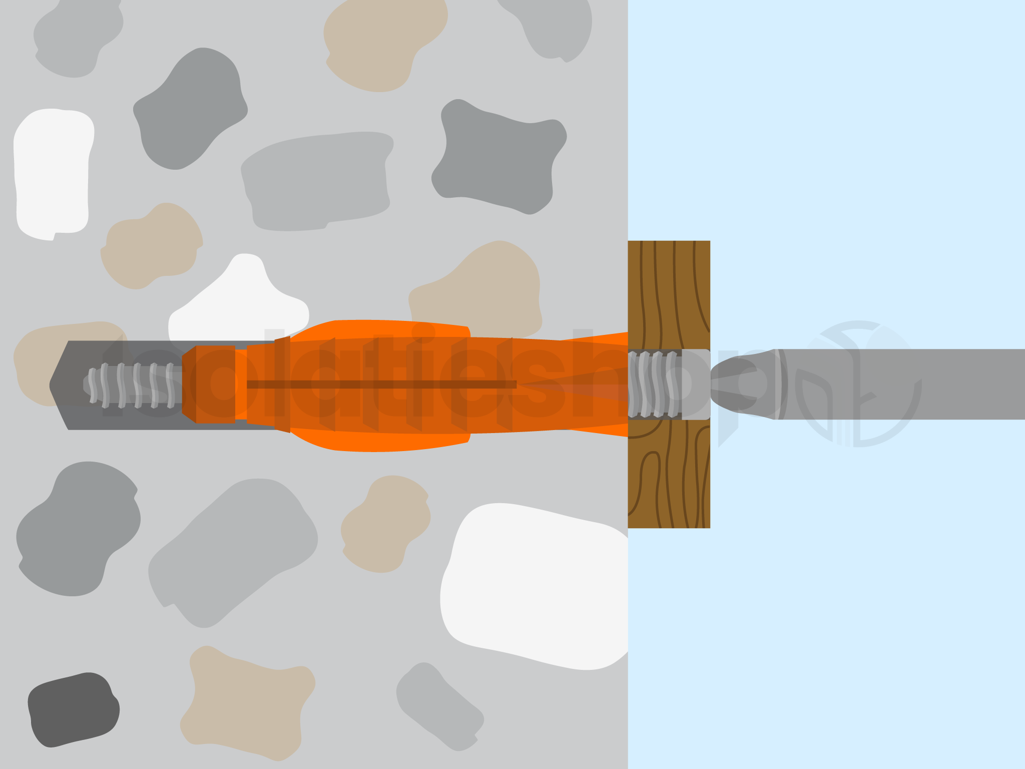 Vis d'écartement Etanco 4,5 x 60 mm avec cheville, 100 pièces